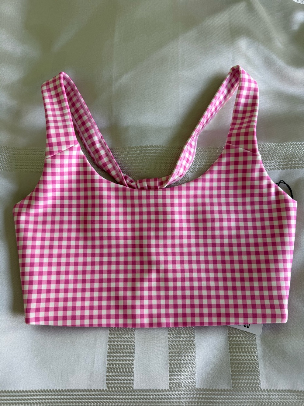 ALO Paradise Pink Gingham Sleek Tank Top Small